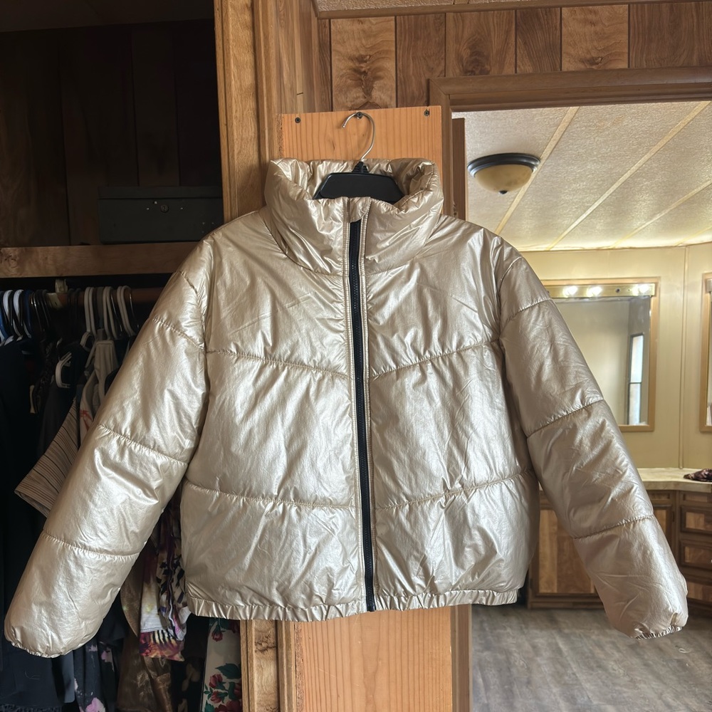 Wild Fable Metallic Gold Puffer Jacket